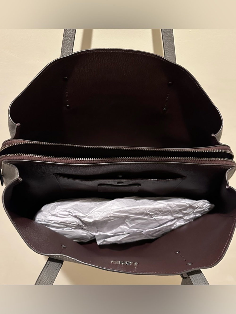 Coach Gray Pebbled Leather Tote - Picture 6 of 7